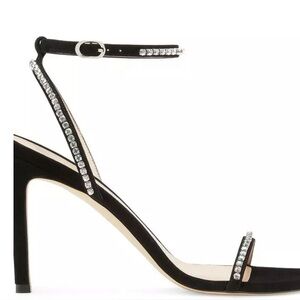 Stuart Weitzman Dancer Crystal 95 Sandal Women’s Black Strappy Heels Size 6